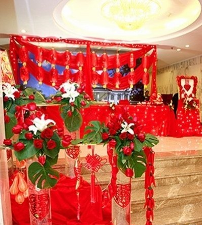 迎宾台随处可见的中式元素令到场来宾感受到扑面而来的喜庆